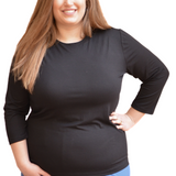 Essential 3/4 Sleeve Modest Crew Neckline Shell - Versatile Layering Top