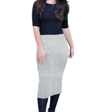 Mid-Calf Pencil Skirt in Cotton Spandex – No Slits
