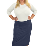 Plus Size Mid-Calf Pencil Skirt in Cotton Spandex