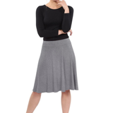 Knee Length A-Line Skater Skirt with Full Elastic Waist