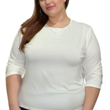 Essential 3/4 Sleeve Modest Crew Neckline Shell - Versatile Layering Top