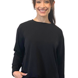 French Terry Cotton Blend Crew Neck Sweatshirt with Long Sleeves