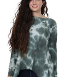 Plus Size Long Sleeve Relaxed Fit Tie-Dye Waffle Tunic