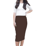 Mid-Calf Pencil Skirt in Cotton Spandex – No Slits