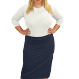 Plus Size Mid-Calf Pencil Skirt in Cotton Spandex