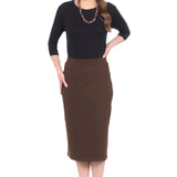 Mid-Calf Pencil Skirt in Cotton Spandex – No Slits