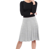 Knee Length A-Line Skater Skirt with Full Elastic Waist