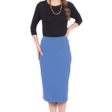 Mid-Calf Pencil Skirt in Cotton Spandex – No Slits