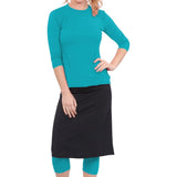 Modest Swim and Sports Midi Skirt with Attached Leggings - UPF 50 Protection