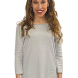 Cotton Waffle Knit Modest Top - 3/4 Sleeve with High Neckline