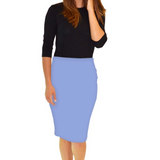 Modest Stretch Knee Length Pencil Skirt in Cotton Spandex