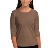Essential 3/4 Sleeve Modest Crew Neckline Shell - Versatile Layering Top