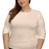 Essential 3/4 Sleeve Modest Crew Neckline Shell - Versatile Layering Top