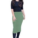 Mid-Calf Pencil Skirt in Cotton Spandex – No Slits