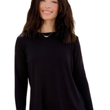 Long Sleeve Fine Ribbed Top with Modest Side Vents