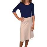 Girls A-Line Midi Skirt with Adjustable Fold-Over Waist