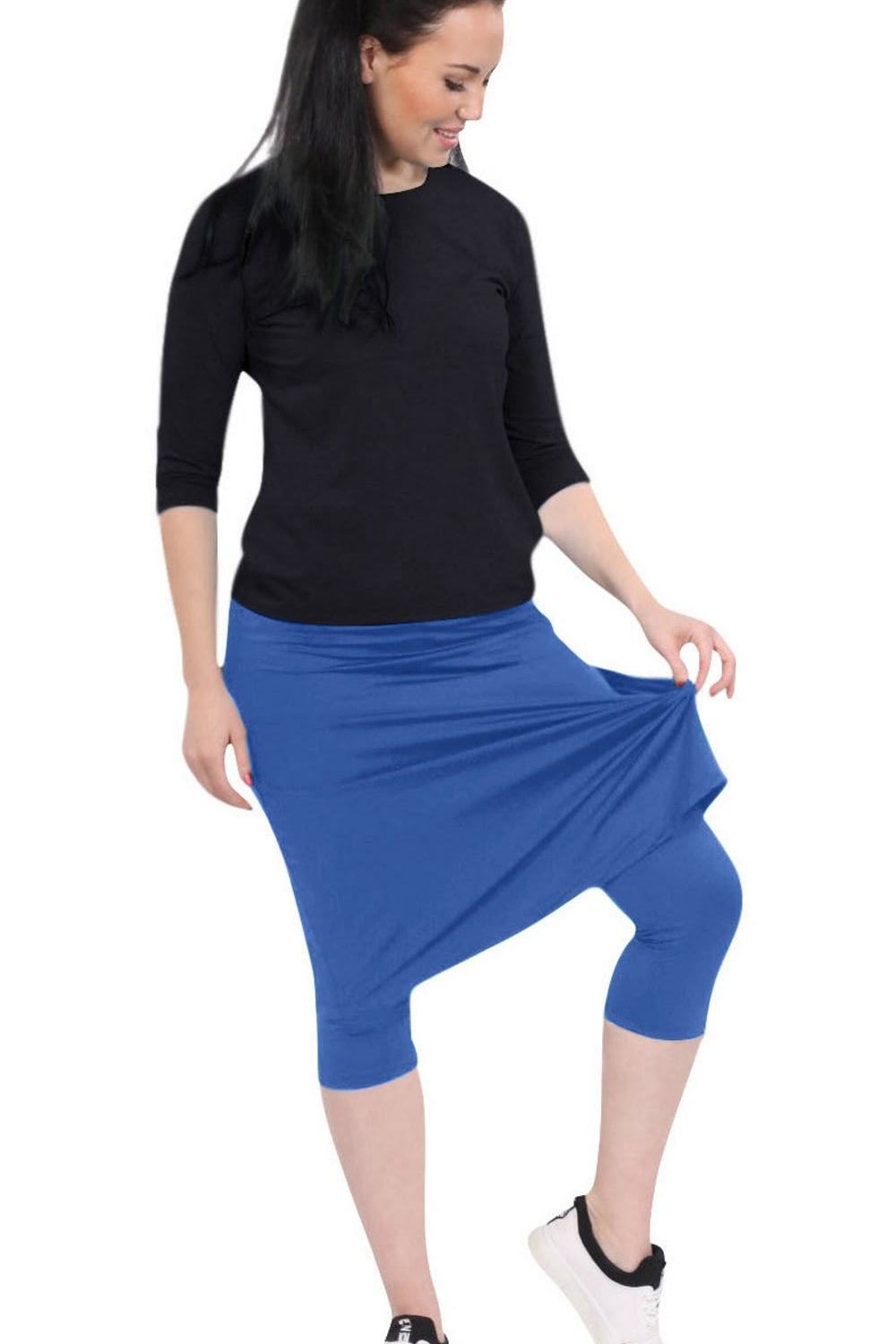 Modest Swim and Sports Midi Skirt with Attached Leggings - UPF 50 Protection