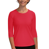 Essential 3/4 Sleeve Modest Crew Neckline Shell - Versatile Layering Top