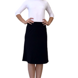 Sporty A-Line Cotton Spandex French Terry Skirt – Knee Length