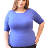 Plus Size Fitted Layering Shell - Modest Round Neck with Elbow Sleeves