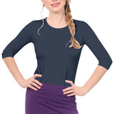 Essential 3/4 Sleeve Modest Crew Neckline Shell - Versatile Layering Top