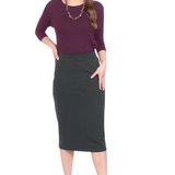 Mid-Calf Pencil Skirt in Cotton Spandex – No Slits