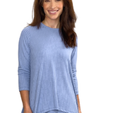 Popular Wide-Ribbed Handkerchief Hem Tunic with 3/4 Sleeves