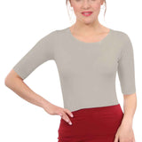 Fitted Layering Shell - Modest Round Neck with Elbow Sleeves