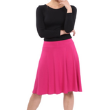 Knee Length A-Line Skater Skirt with Full Elastic Waist