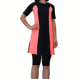 Modest Two-Piece Swim Dress Set - Elbow Sleeves with Knee-Length Leggings | UPF Protection