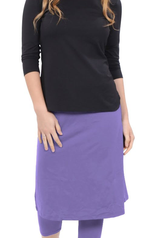 Modest Swim and Sports Midi Skirt with Attached Leggings - UPF 50 Protection