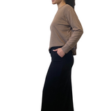 French Terry Cotton Blend Maxi Skirt with Pockets - Casual Comfort