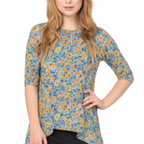 Modest Handkerchief Tunic Top - 3/4 Sleeve Comfort Flow Design
