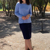 Long Sleeve Fine Ribbed Top with Modest Side Vents