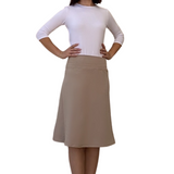 Sporty A-Line Cotton Spandex French Terry Skirt – Knee Length