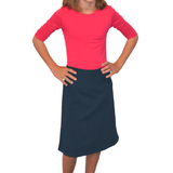 Girls Sporty A-Line Stretch Cotton Spandex Skirt – Knee Length
