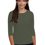 Essential 3/4 Sleeve Modest Crew Neckline Shell - Versatile Layering Top