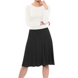 Knee Length A-Line Skater Skirt with Full Elastic Waist