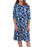 Girls' Easy Pull-On A-Line T-Shirt Dress with 3/4 Sleeves
