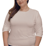 Essential 3/4 Sleeve Modest Crew Neckline Shell - Versatile Layering Top