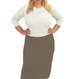 Plus Size Mid-Calf Pencil Skirt in Cotton Spandex