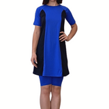 Modest Two-Piece Swim Dress Set - Elbow Sleeves with Knee-Length Leggings | UPF Protection