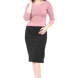 Heavier Weight Mid-Knee Cotton Spandex Pencil Skirt