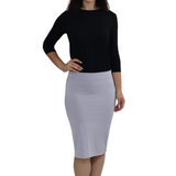 Lightweight Silky Fitted Knee-Length Pencil Skirt in Stretch Nylon