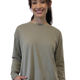 French Terry Cotton Blend Crew Neck Sweatshirt with Long Sleeves
