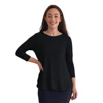 1112 Tunic Top Curved Hemline Black Full Image Front