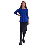 1112 Tunic Top Curved Hemline Cobalt Full Image Front