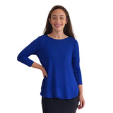 1112 Tunic Top Curved Hemline Cobalt Zoomed Front