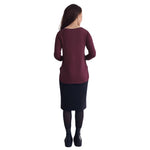 1112 Tunic Top Curved Hemline Eggplant Full Image Rear