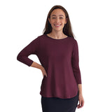 1112 Tunic Top Curved Hemline Eggplant Zoomed Front